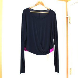 FABLETICS Pia Front Twist Long Sleeve Top Navy Fuchsia 3X